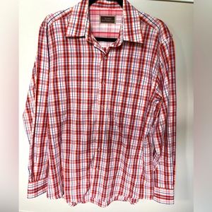 James Tattersall mens plaid button down shirt L